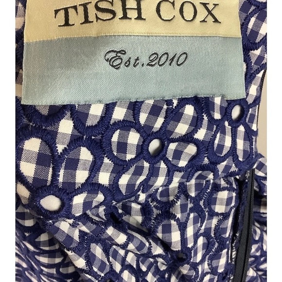 Tish Cox Sz XS Eyelet Ruffle High Low Hem Skirt Blue White Boho Texas - Picture 5 of 7
